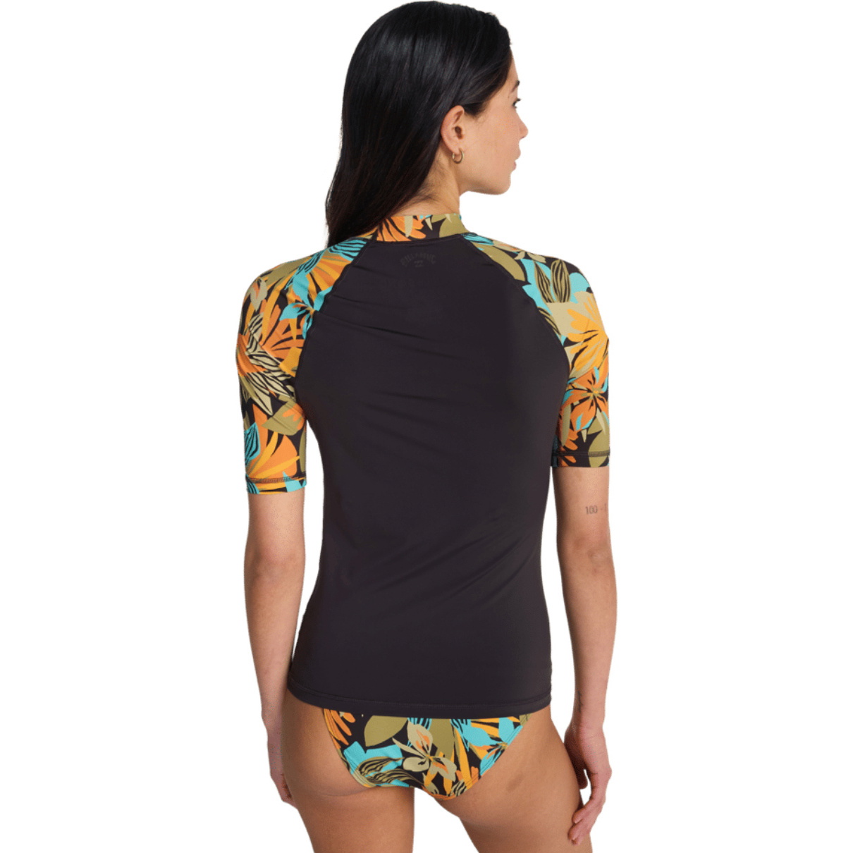 2026 Billabong Womens Tropic Surf Short Sleeve Print Rash Vest EBJWR03047 - Black Pebble